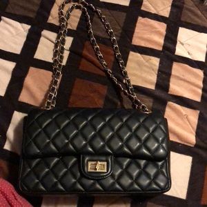 Black quilted bag